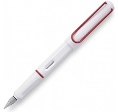 LAMY L19WTR2-EF 만년필, EF 파인 포인트, 사파리, 화이트 레드 클립, 이중 사용, 한정판