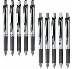 Pentel BL77-A EnerGel 잉크 볼펜, 검정, 10개 세트, 0.03인치(0.7mm)