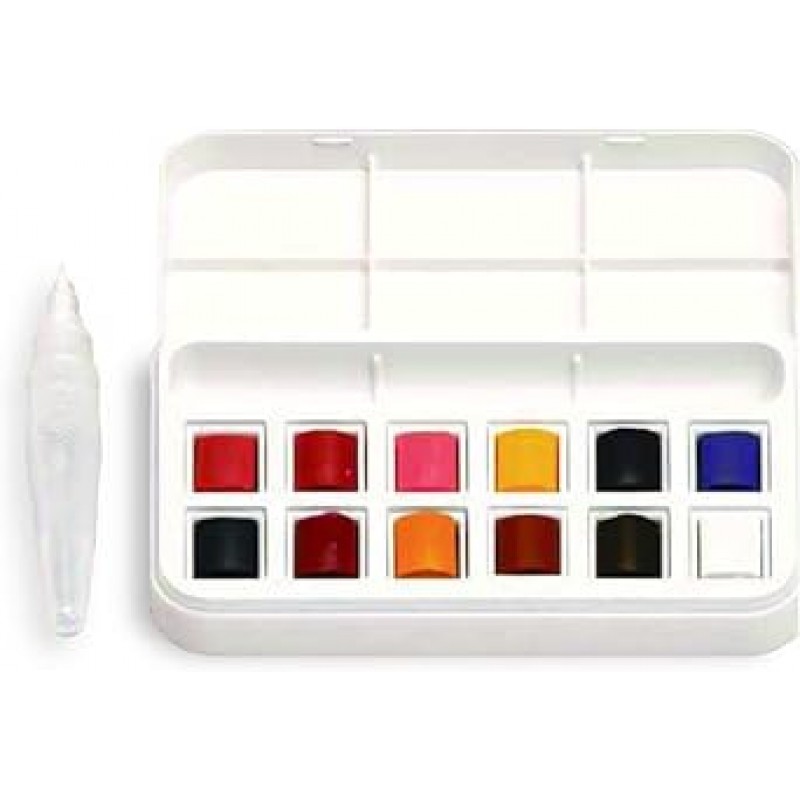 Winsor & Newton Cottman 하프 팬 12색 워터 브러시 포함