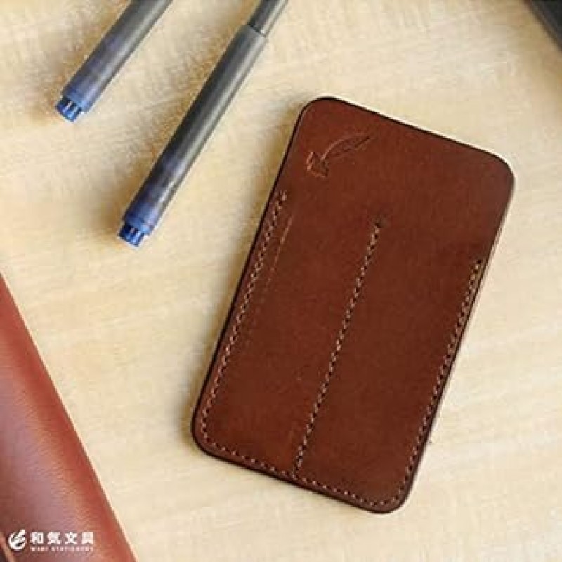 Wake Stationery Original Tochigi Leather 일본산 천연가죽 만년필 카트리지 케이스 롱타입용 브라운