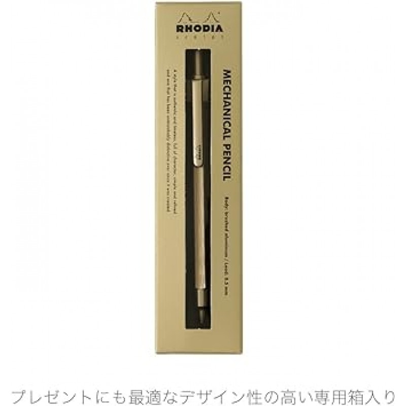 RHODIA SCRIPT cf9370 샤프 펜슬, 스크립트, 0.02인치(0.5mm), 육각 샤프트, 알루미늄 바디, 헤어라인 트리트먼트, 골드