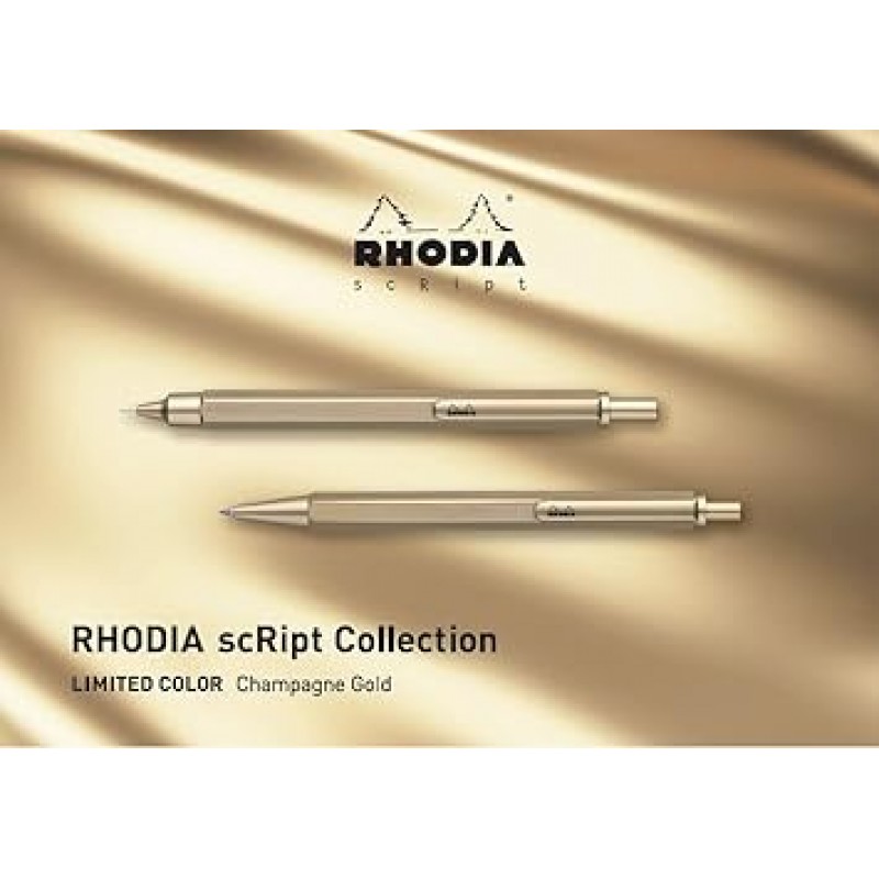 RHODIA SCRIPT cf9370 샤프 펜슬, 스크립트, 0.02인치(0.5mm), 육각 샤프트, 알루미늄 바디, 헤어라인 트리트먼트, 골드