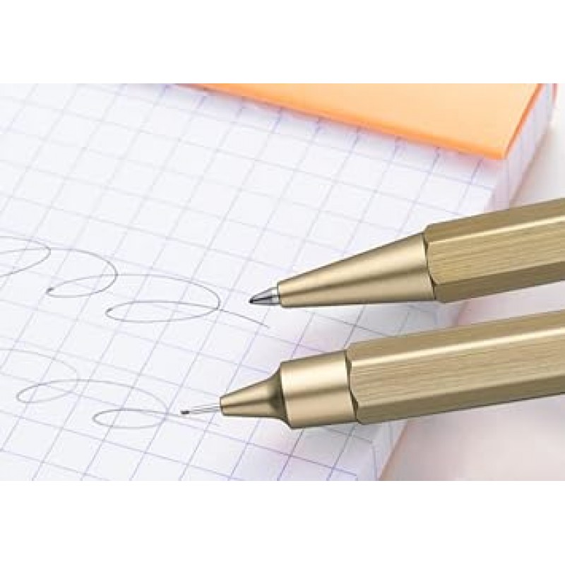 RHODIA SCRIPT cf9370 샤프 펜슬, 스크립트, 0.02인치(0.5mm), 육각 샤프트, 알루미늄 바디, 헤어라인 트리트먼트, 골드