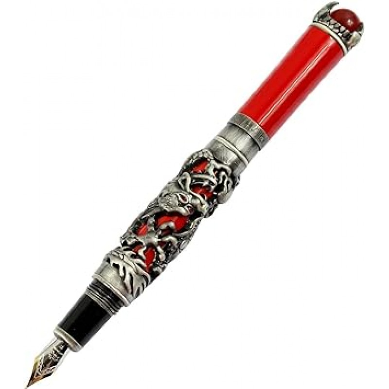 Gullor Jinhao antexi-kusiruba-doragonsutairu 3d Carved Pen, Red Pearl, midyiamupen , Red