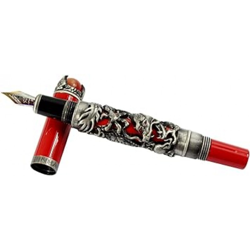 Gullor Jinhao antexi-kusiruba-doragonsutairu 3d Carved Pen, Red Pearl, midyiamupen , Red