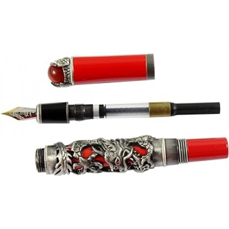 Gullor Jinhao antexi-kusiruba-doragonsutairu 3d Carved Pen, Red Pearl, midyiamupen , Red