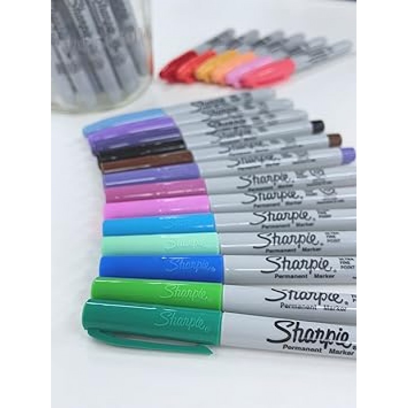 Sharpie 2158181 Sharpie 영구 마커, 오로라 팩, 30개 세트, F, 미디엄 포인트/UF, 엑스트라 파인 포인트