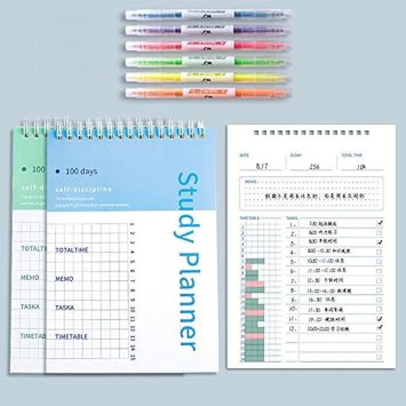 Notebook 100 Day Learning Planner A5 Spiral Schedule Planner To Do List 학생들이 50장*2을 뒤집을 수 있도록 완벽