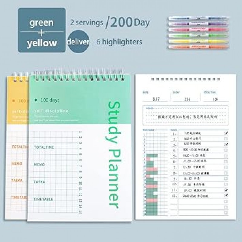 Notebook 100 Day Learning Planner A5 Spiral Schedule Planner To Do List 학생들이 50장*2을 뒤집을 수 있도록 완벽