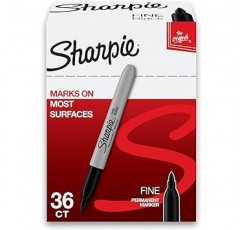 Sharpie S0810930 영구 마커, 검정, 36개 세트, F, 중간 포인트, 영구 펜,