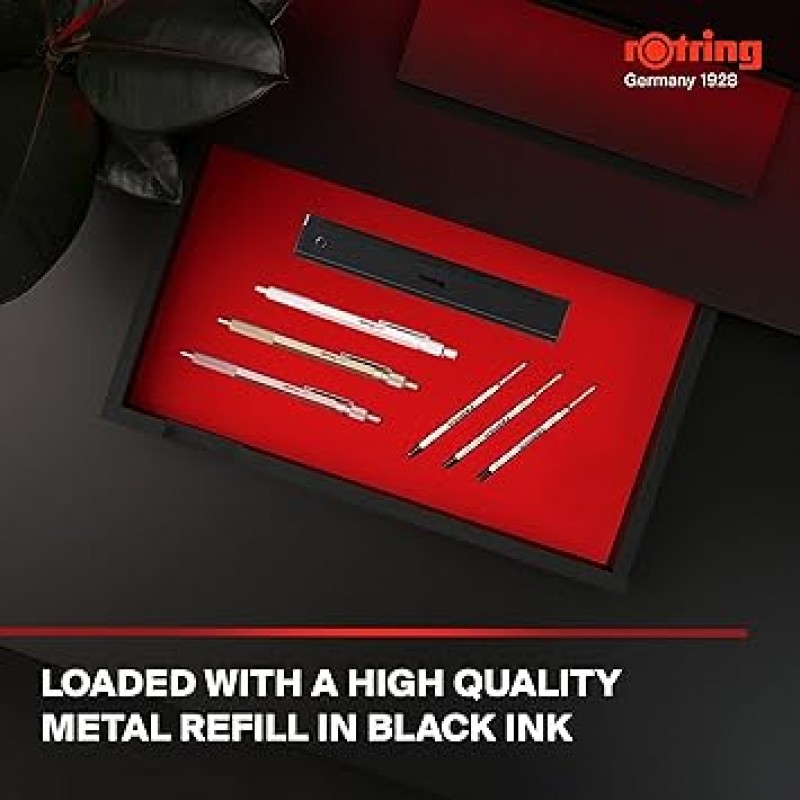 ROTRING 2183911 600 유성 볼펜, 중형, 중형, 개폐식, 명품브랜드, 선물용, 골드