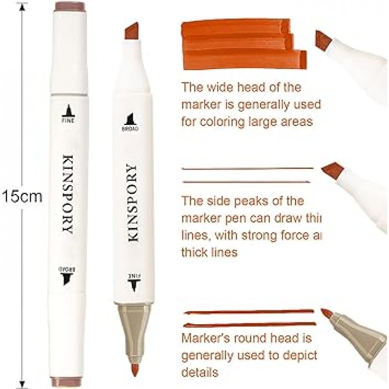 KINSPORY 알코올 마커 펜 80 개 포함 더블 헤드 색칠하기 책 아트 마커 펜 성인 어린이 알루미늄 가방