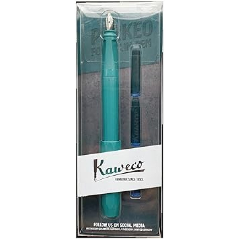 Kaweco 10002229 만년필, F, Fine Point, Pakeo Breezy Teal, 이중 사용, 블리스터