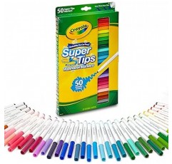 Crayola 585050 마커, 물로 제거 가능, 50가지 색상, 슈퍼 팁