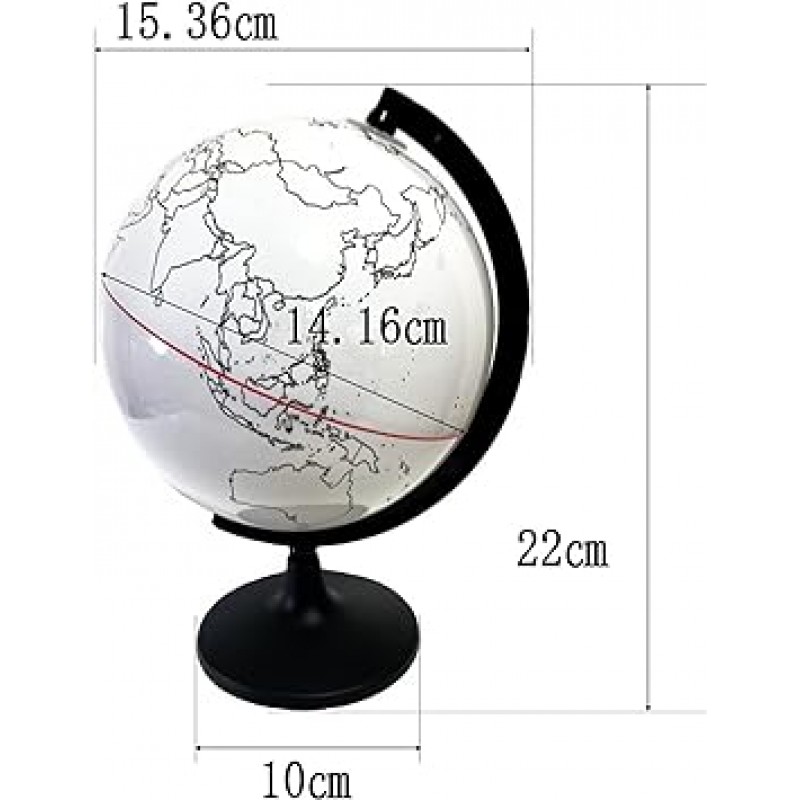 지구본, 흰색 배경, 수성 펜으로 쓰기 가능, 약. 5.5인치(14cm), 백지도, 미니 글로브