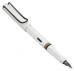 LAMY L19WTRB-F 만년필, F, 파인 포인트, 사파리, 화이트, 블랙 클립, 이중 사용, 한정판