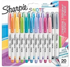 Sharpie 수성 마커, S 노트북, 20개 세트, 사각 팁, 롤러볼펜