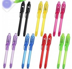 SSJQK 14 Pcs 보이지 않는 잉크 펜, 스파이 펜, UV 라이트, 마킹 펜, 보이지 않는 잉크, 문구 용품, 비밀 메시지, 크리스마스, 할로윈, 부활절, Goodie Bag