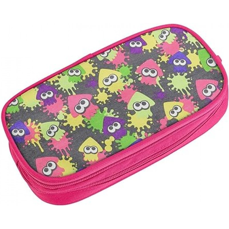 Splatoon 필통, 대용량, 더블 레이어 더블 지퍼 필통, 유행, 다기능, 귀여운 만화 펜 파우치, 인기있는 간단한 펜 케이스, 고등학교, 대학, 중소 학생, 학생을위한 완벽한 선물, 길이 21cm x 너비 10.5cm x 높이 5cm, 캐주얼