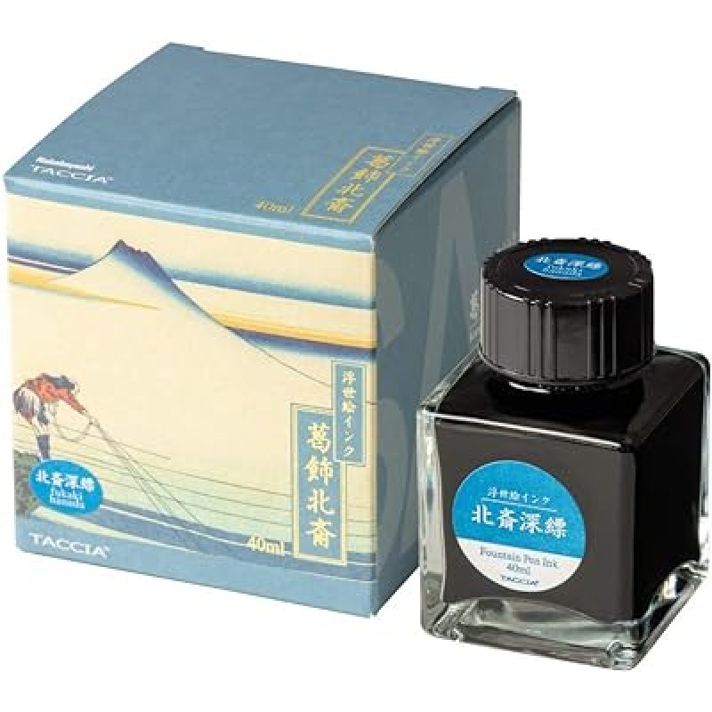 TACCIA TFPI-WD42-4 Fountain Pen Ink, Water-Based Dye, Ukiyo-e Ink, Katsushika Hokusai, Deep