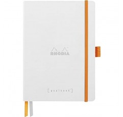 RHODIA RHODIA Rhodiarama Cf117815 노트북, A5 골북, 점선, 240페이지, 펜 홀더 포함, 이탈리아 인조 가죽 커버, PEFC 인증, 흰색