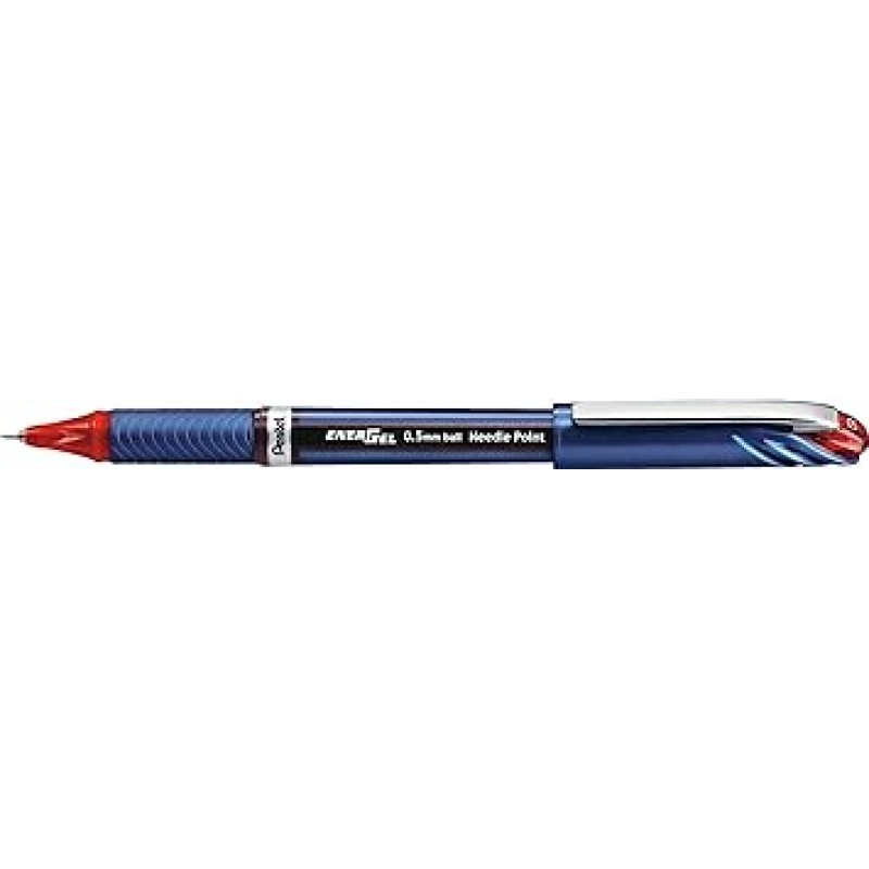 Pentel BLN25-B EnerGel 잉크 볼펜, 빨간색, 0.02인치(0.5mm), 10개