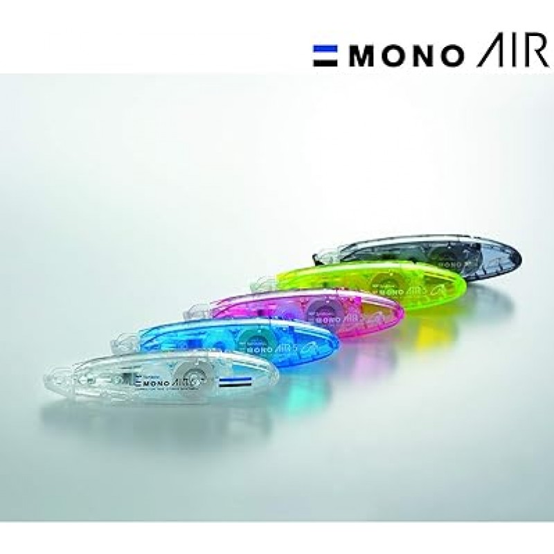 Tombow Pencil Mono Air CT-PAX5C40-5P 수정 테이프, 펜 유형, 리필 가능 본체, 테이프 폭 0.2인치(5mm) x 19.7피트(6m), 파란색, 5개