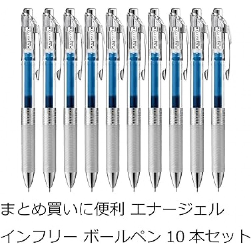 Pentel BLN74TL-C EnerGel 잉크 볼펜, EnerGel Infree, 0.02인치(0.4cm), 파란색, 10개 팩