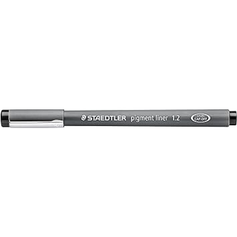 Staedtler 308 12-9 수성 펜, 안료 라이너, 검정, 0.05인치(1.2mm), 10개