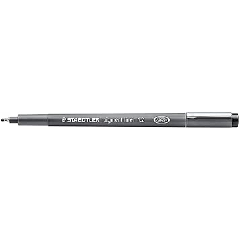 Staedtler 308 12-9 수성 펜, 안료 라이너, 검정, 0.05인치(1.2mm), 10개