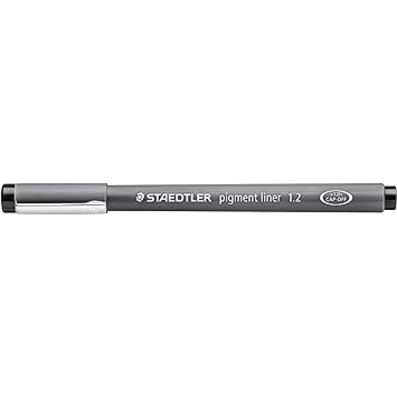 Staedtler 308 12-9 수성 펜, 안료 라이너, 검정, 0.05인치(1.2mm), 10개