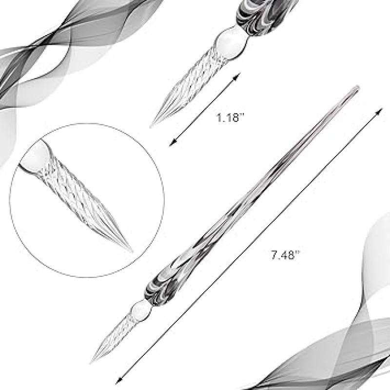 WANDIC 유리 딥 펜, 펜 홀더가 있는 5개 크리스탈 유리 서예 서명 펜, 쓰기, 그림, 서명, 서예, 선물용 붕규산 선물 펜