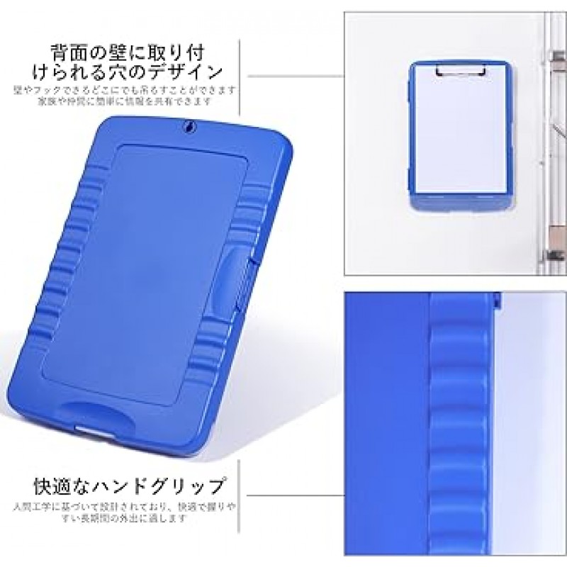 Homdolaser 클립보드 폴더, A4, 파일 보드, 바인더, 회의용 패드, 클립보드, A4, Bi-Fold, 클립 파일, 휴대용, 접이식, 스토리지 디바이더, 펜 홀더, 다기능, 사무용품, 방수 파일 보호, 파란색