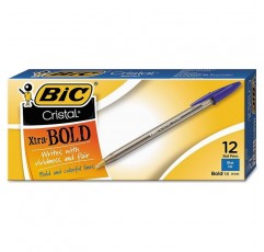 BIC MSB11BE Cristal Xtra 굵은 볼펜 블루 잉크 1.6mm 굵은체 1 다스