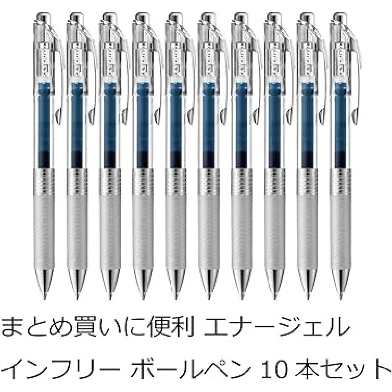 Pentel BL77TL-CA EnerGel 잉크 볼펜, 0.03인치(0.7cm), 블루 블랙, 10개