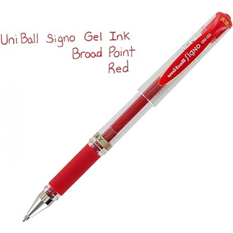 Uni-ball Signo UM-153 젤 인쿠로라보루펜, 1.0mm, 브로드 포인트, 3개들이 팩, 빨간색 잉크