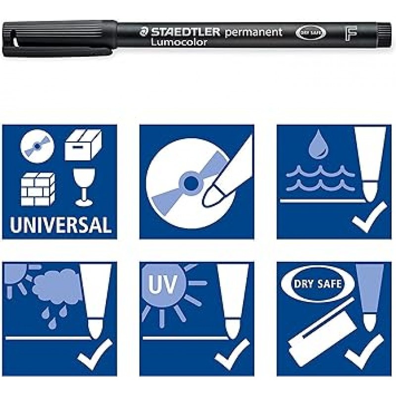 Staedtler 318-3 영구 마커, 루모 컬러, 10개, 파란색