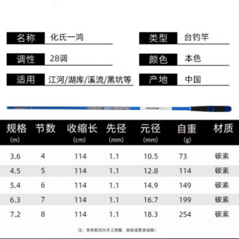 Huashi Yihong 낚싯대 라이트 하드 하이 카본 낚싯대 핸드로드 플랫폼 잉어로드 롱 섹션 종합 붕어로드 낚시 장비 패키지 7.2 미터 + 6.3 미터 + 낚시 선물 + 무료 섹션