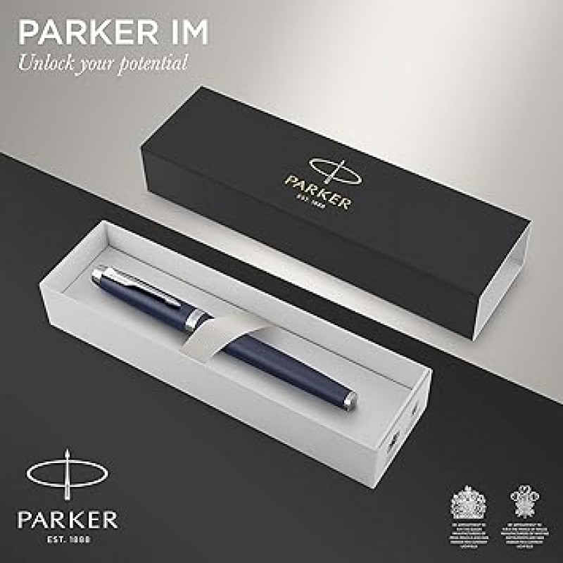 Parker IM 만년필, 무광택 파란색, 파란색 잉크 리필이 있는 고급 펜촉(1931647)