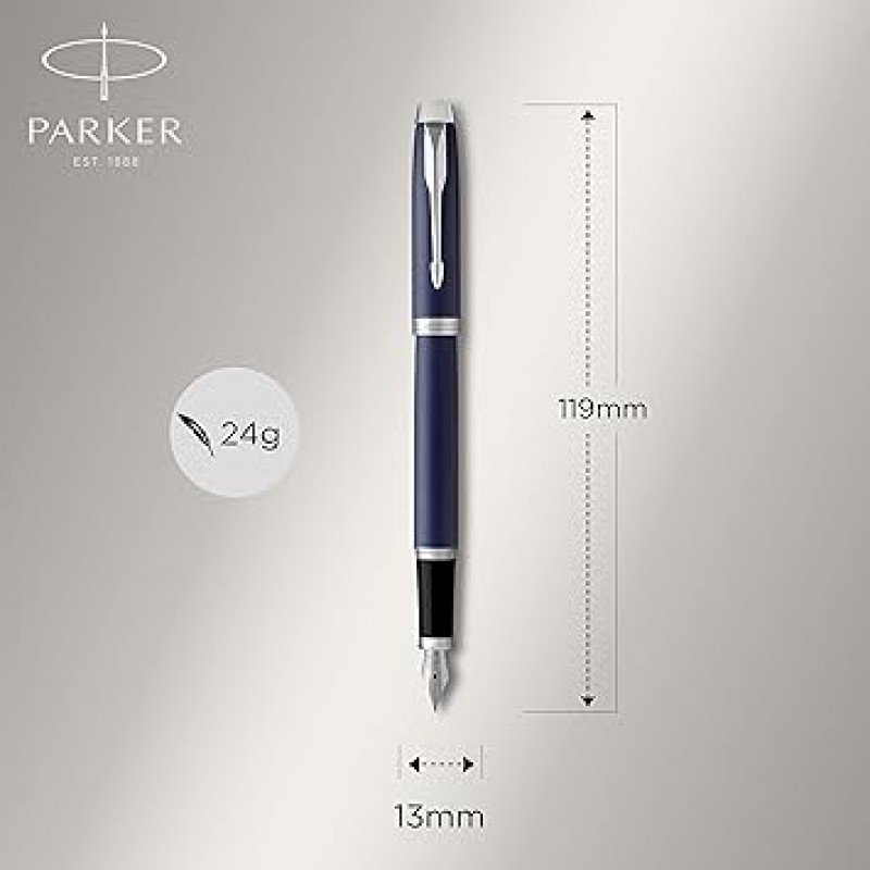 Parker IM 만년필, 무광택 파란색, 파란색 잉크 리필이 있는 고급 펜촉(1931647)
