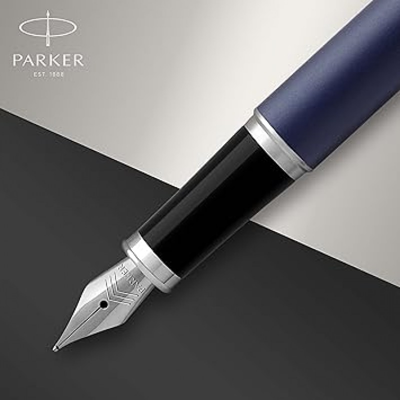 Parker IM 만년필, 무광택 파란색, 파란색 잉크 리필이 있는 고급 펜촉(1931647)