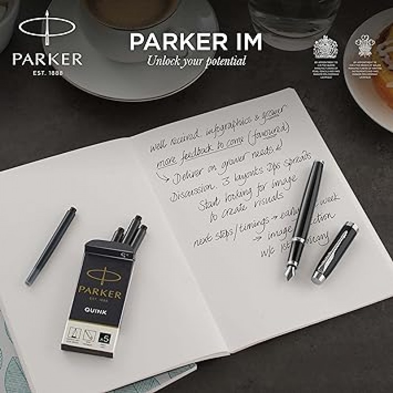 Parker IM 만년필, 무광택 파란색, 파란색 잉크 리필이 있는 고급 펜촉(1931647)