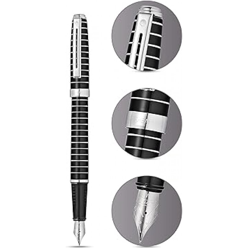 Sheaffer Prelude Black Racker 수평선 각인 미디엄 펜촉 만년필