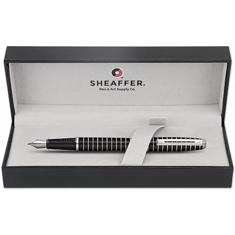 Sheaffer Prelude Black Racker 수평선 각인 미디엄 펜촉 만년필