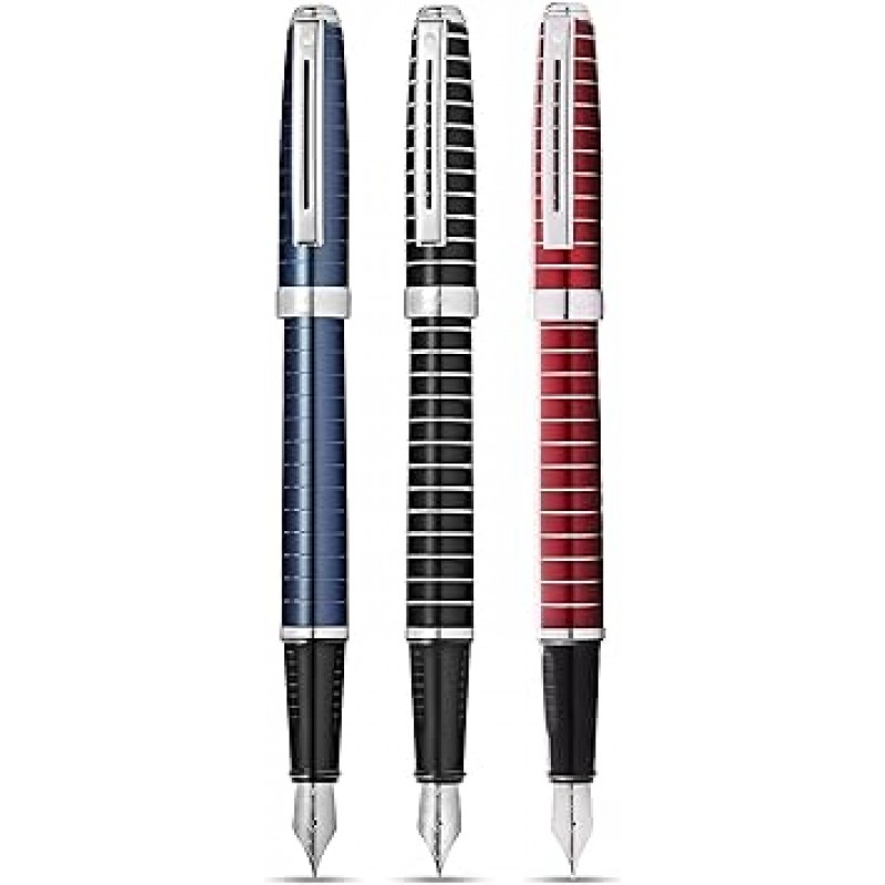 Sheaffer Prelude Black Racker 수평선 각인 미디엄 펜촉 만년필