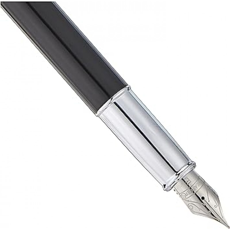 Sheaffer 100 블랙 래커 만년필, 크롬 트림, 고급 펜촉