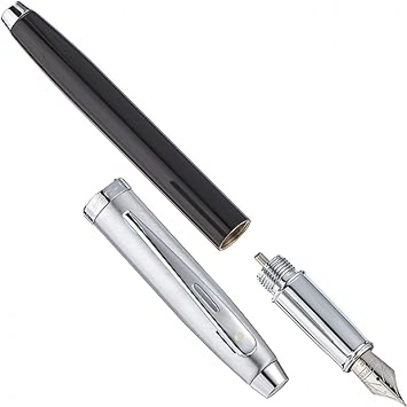 Sheaffer 100 블랙 래커 만년필, 크롬 트림, 고급 펜촉