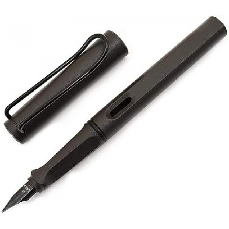 Lamy Safari 만년필 미디엄 펜촉 + 블랙 잉크 카트리지 5개(매트 블랙)