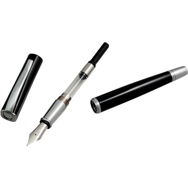 (몬테베르데) Monteverde Impreza, Fountain Pen, Black, Chrome Trim, Nib, F(fine point) (병행수입품)