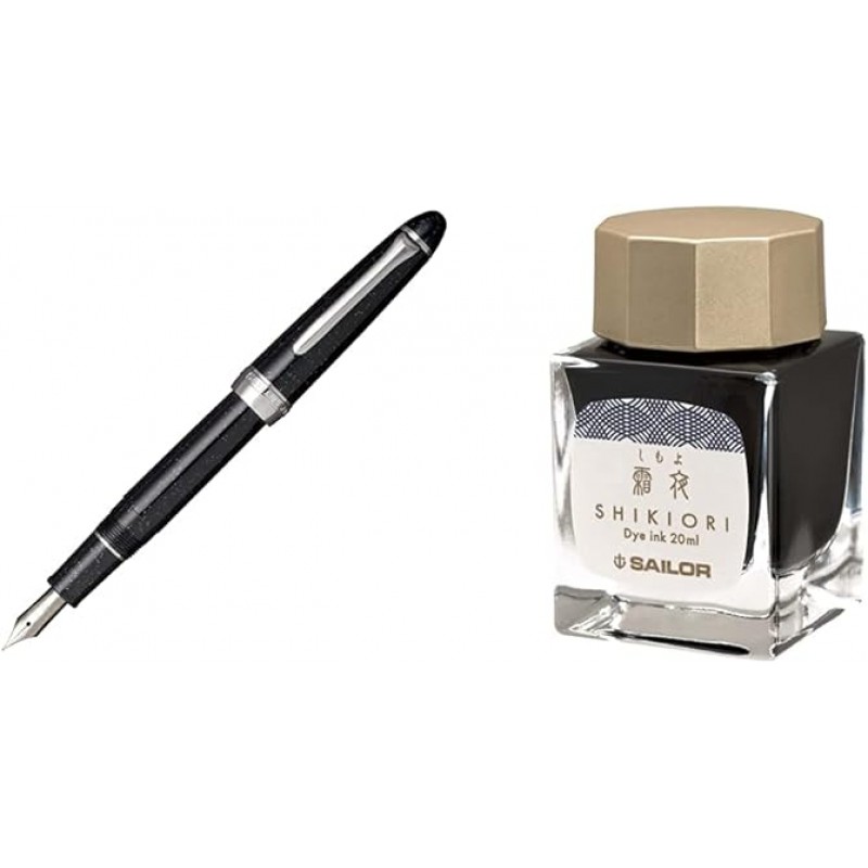 Sailor Fountain Pen, Four Seasons Weave, Eisakata Hoyzu, Fine Point, 11-0500-249 & 만년필 병 잉크, Four Seasons Weave, Moon Night Water Surface